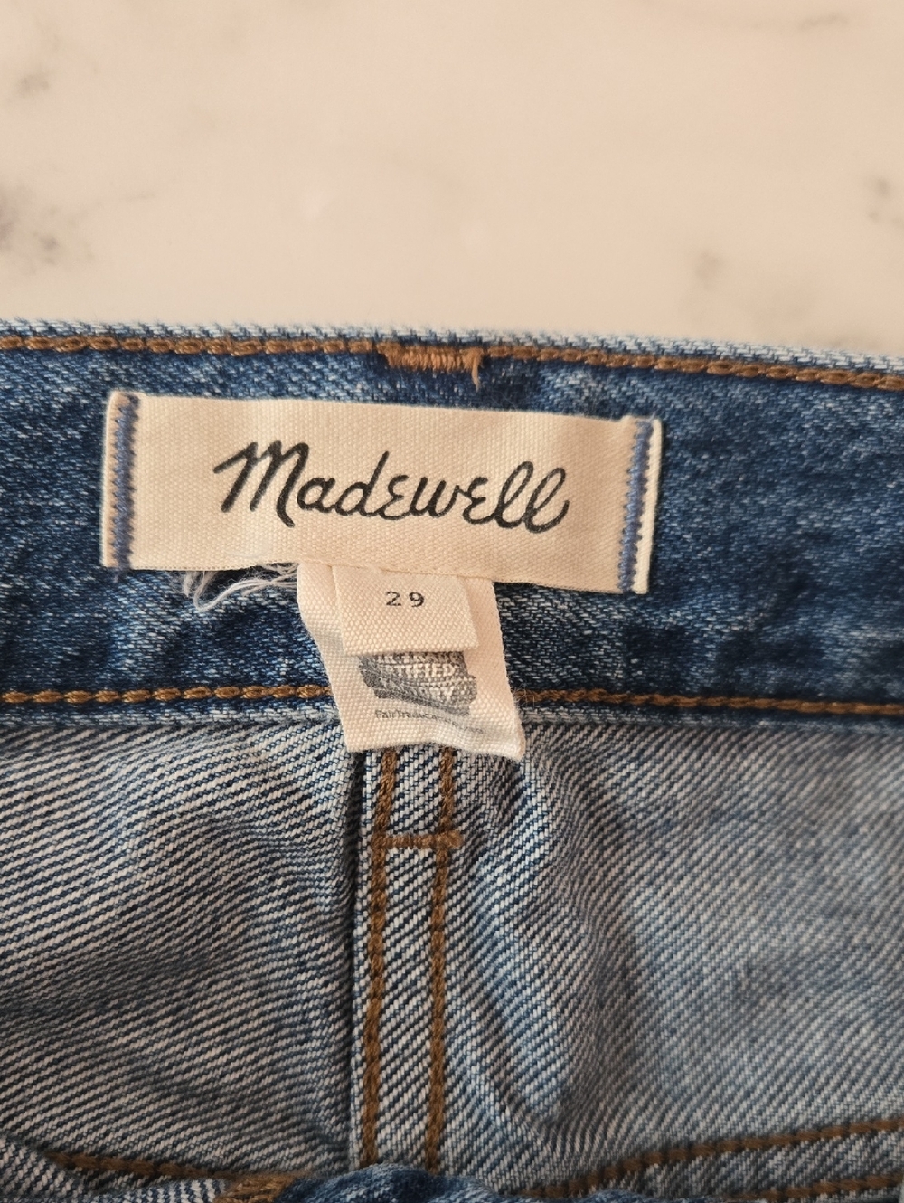 Madewell Denim Maxi Skirt Front Slit Dark Wash Western Y2K Minimalist Size 29 - Picture 6 of 8